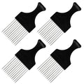DaKuan 4 Pack Wide Tooth Afro Picks | Metal Detangling Comb for Natural Curly Hair, Braids, Wigs & Weaves | Gentle on Scalp, Strong Plastic Handle (Black)