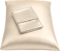 BLISSFORD Satin Pillowcase with Zipper, for Hair and Skin Care, Feels Soft and Cool Like a Silk Pillowcase, Satin Pillow Cases 2 Pack, Slik Pillow Cover, Light Beige - Queen Size, Set of 2