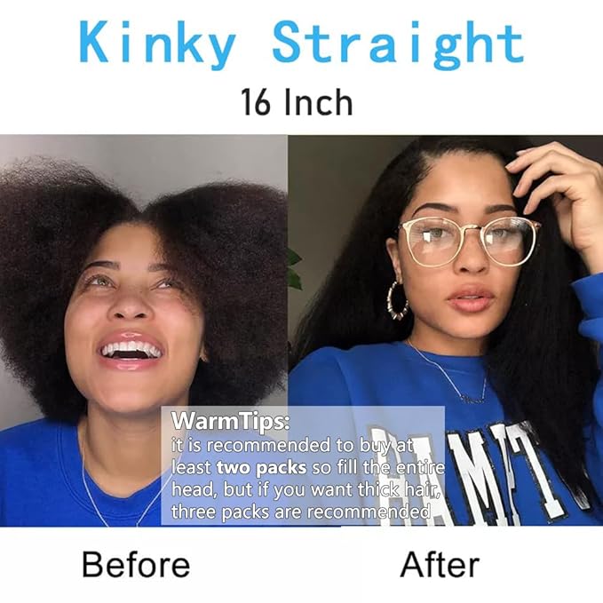 Kinky Straight Clip in Hair Extensions Real Human Hair 8Pcs Remy Human Hair Clip in Extensions for Women, Natural Human Hair 120g 14inch #1B Natural Black
