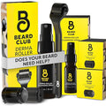 Beard Club Premium Derma Roller, Cleansing Spray & Replacement Head for Face, Body and Scalp - Microneedling Hair & Beard Roller for Men and Women with 540 Titanium Microneedles