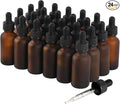 24 Pack,1oz Glass Dropper Bottle, Amber Tincture Bottles with Dropper, Pretty Finish for All Kinds of Liquids,Oil Bottles for Hair- Stronger Suction ideal for Leakproof Travel