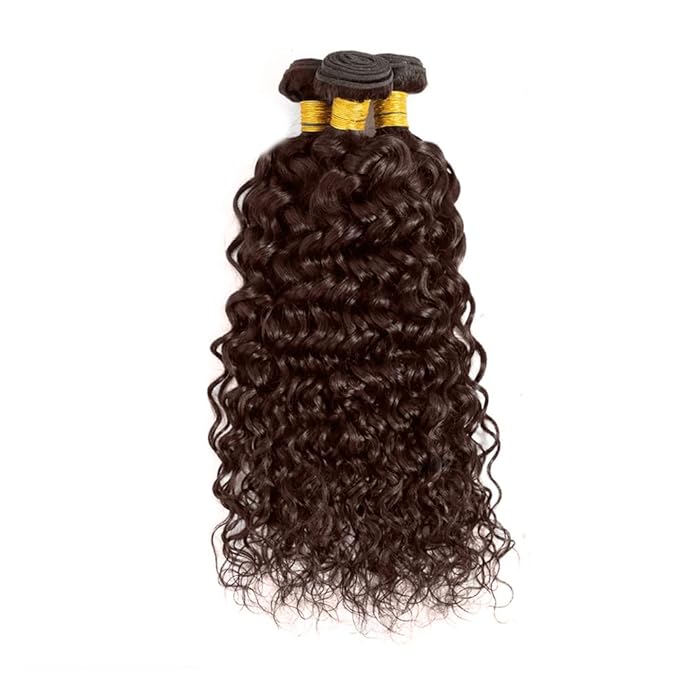 Chocolate Brown Bundles Human Hair Color 4 Water Wave Bundle Brazilian Virgin Remy Hair 3 Bundles 20 22 24 Inch Niegmeag Double Weft Dark Brown Wet and Wavy Bundle Hair Weave 300g