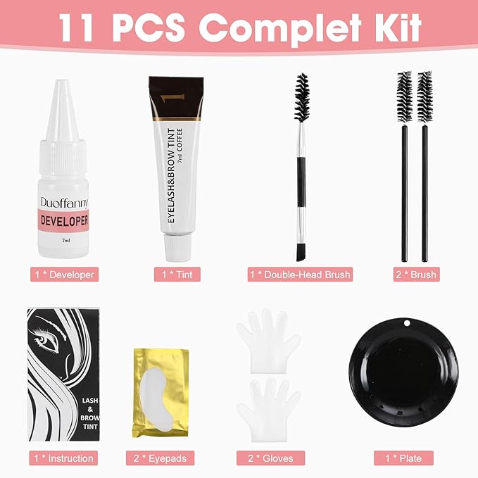 2-In-1 Eyelash & Eyebrow Color Kit, Professional Lash and Brow Color Kit DIY Hair Coloring for Salon & Home Use 7ml (Natural Black)