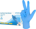 Disposable Latex Free Gloves, Nitrile and Vinyl Blend Material Disposable Gloves, Powder Free, 4 Mil Thick - Food Grade Glove,100 Pc. Cleaning Glove Small, Blue