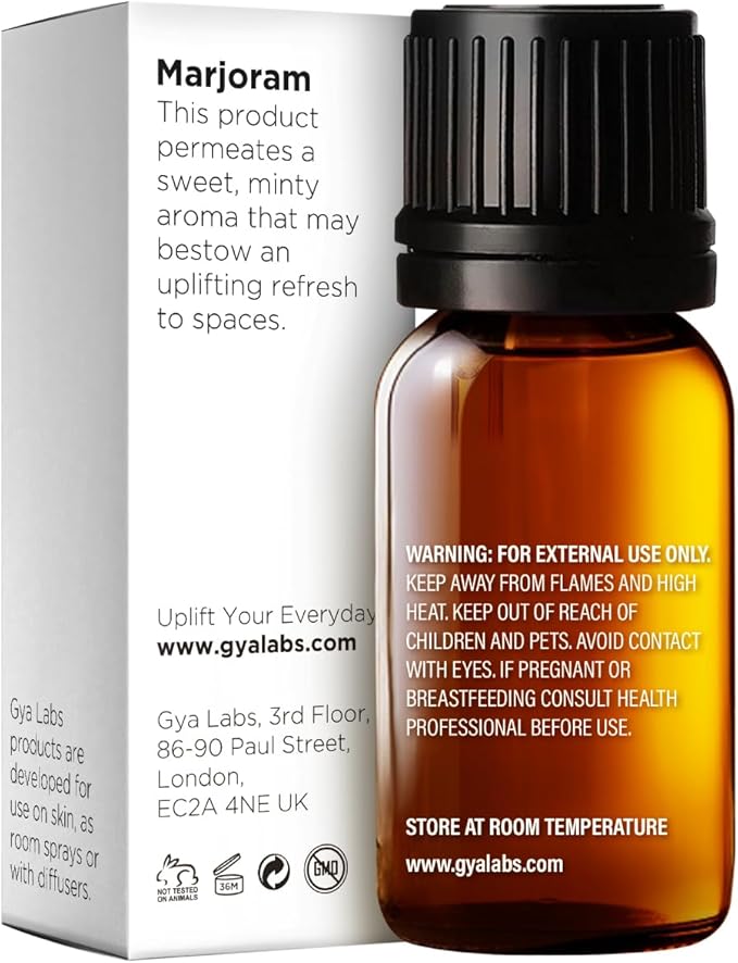 Gya Labs Marjoram Essential Oil - 0.34 Fl Oz - for Hair, Skin, Diffuser, Aromatherapy & DIY Candle Making Scent