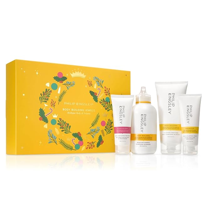 Philip Kingsley Brilliant Body and Volume Hair Care Gift Set, Volumizing Shampoo, Conditioner, Hair Plumping Cream, Deep Conditioning Mask