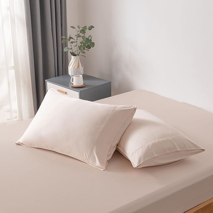 Bella Coterie | Luxury Bamboo Viscose King Size Pillowcase Set | 100% Organically Grown | Ultra Soft | Cooling | 2 Pcs [Champagne]