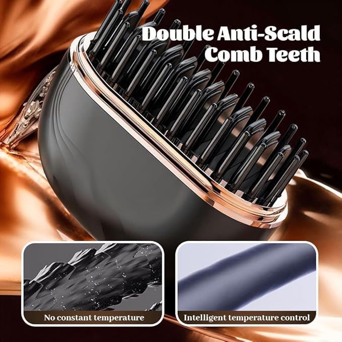 Mini Hair Straightener,30s Heating Wireless Cordless Portable Hair Straightener Brush,3-Speed Temperature Control,Christmas Gift for Women Men Home or Travel