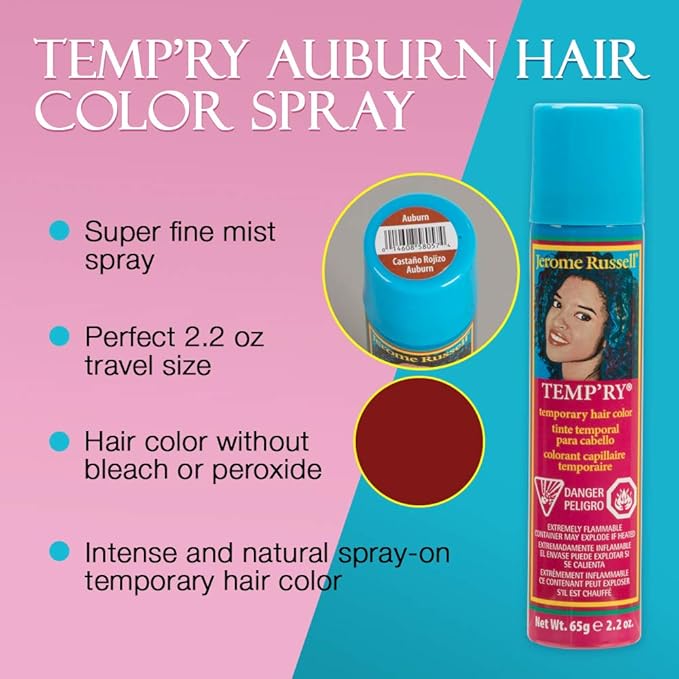 Jerome Russell Temp'ry Spray-on Auburn Hair Color, 2.2oz x 3 pack