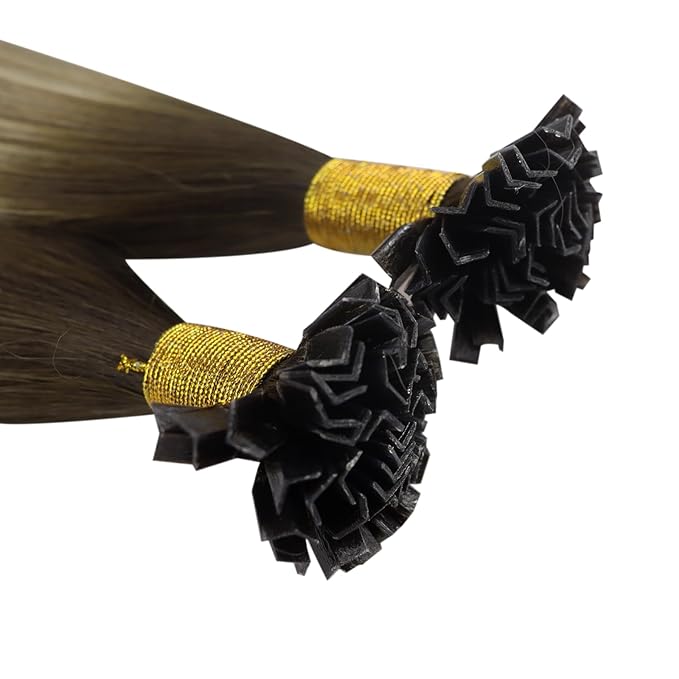 YoungSee K Tip Hair Extensions Human Hair Balayage Ktip Hair Extensions Balayage Dark Brown to Blonde with Brown 16In 1g/s 50g