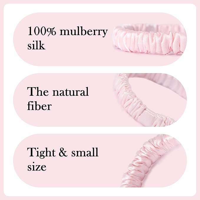 Silk Scrunchies for Women Hair 100% Mulberry Silk Hair Ties with Elastic Band Pack of 6 Silk Scrunchies No Damage