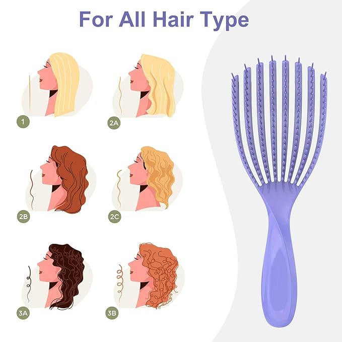 Hair Brush for Afro American/African Hair Textured Professional Curved Vented Brush Wet Dry Curly Hairbrush Detangling Massage Hairdressing Comb (Purple, Small)