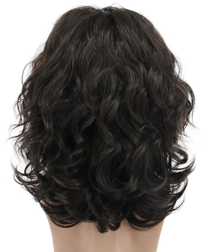 karlery California 70s 80s Rocker Wig Men Women Long Curly Dark Brown Halloween Costume Anime Wig