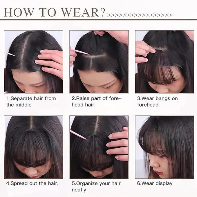 Clip in Bangs Blonde Color 100% Real Human Hair Wispy Clip on Bangs Extensions Fringe with Temples Hairpieces for Women