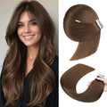 Tape in Hair Extensions Human Hair 20pcs Remy Hair Extensions 18 Inch Darkest Brown Straight Invisible Human Hair Tape in Extensions Skin Weft Tape Extensions Human Hair (4#,18 Inch)