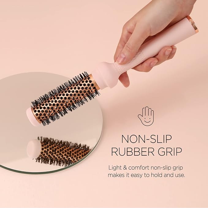 Magic Curling Round Brush (1 Inch) - Non-electronic, Self-Standing Round Brush, Great Blowout, Ceramic Coated Barrel, Quick Styling, Ionic Thermal Barrel, Volumizer, Styler