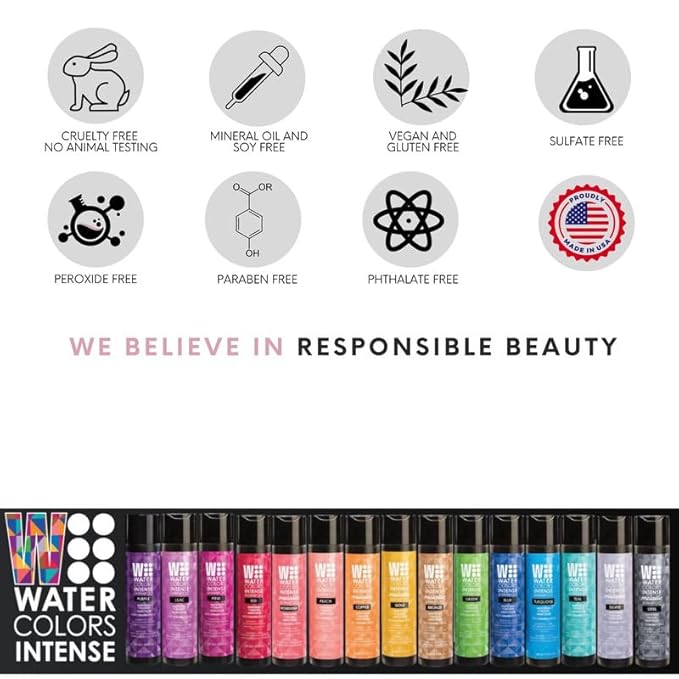 Watercolors by Tressa INTENSE 3-in-1 Color Depositing Shampoo, Semi Permanent Hair Color, Hair Dye Shampoo for Curly, Dry, and Normal Hair, 8 fl oz - BLUE