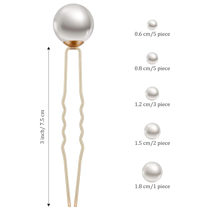 32 Pieces Wedding Pearl Hair Pins Bridal Pearl Rhinestone Hair Accessories U Shape Barrette for Bride Bridesmaid Women(Gold, Silver)