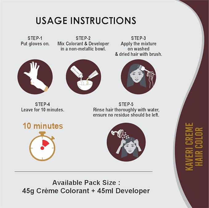 Kaveri Creme Hair Color Permanent Hair Dye Color - With Improved Creme Formula for Gray Coverage Ammonia Free Hair Color Dye for Rich Bright Long lasting (Burgundy, 3.04 Fl Oz) - Pack Of 3