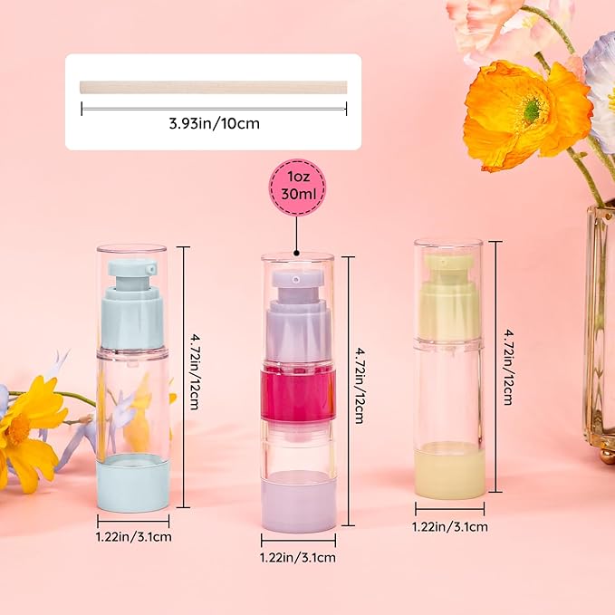 Segbeauty 1oz Small Airless Pump Dispenser Travel Bottles for Toiletries, 3pcs Refillable Travel Lotion Container for Liquids, 30ml Empty Vacuum Pump Bottles for Traveling, Cream Makeup Container