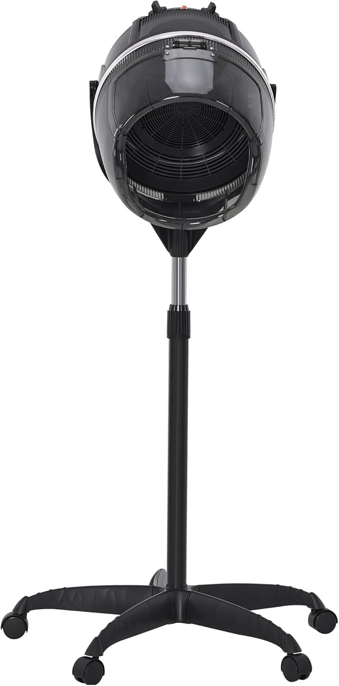 BarberPub 1300W Hooded Hair Bonnet Dryer with Stand, Height Adjustable Floor Standing Rolling Base, Beauty Salon Equipment with 360° Rotation VHD08 (Black)