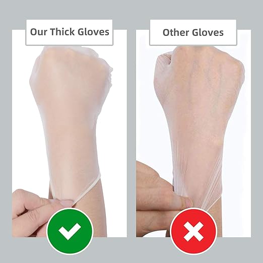Disposable Medical Clear Vinyl Exam Gloves Industrial Gloves - Latex-Free & Powder-Free 100PCS - Medium