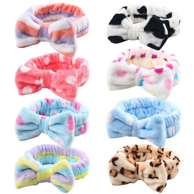 3 otters 8-Pack Spa Headband, Stocking Stuffers for Women Teen Girls, Mom, Girlfriend, Makeup Headband for Washing Face, Skincare, Christmas Spa Gifts Basket Party Supplies