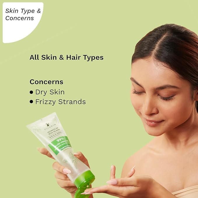 Pilgrim 99% Pure Aloe Vera Gel with Vitamin E and B5 | Natural Hydrating Pure Aloe Vera for Hydrating and Soothing Skincare| Fragrance Free I For Women and Men | 6.76oz, 200ml
