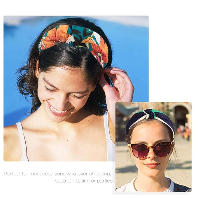 Wide Knotted Headbands for Women - 12 Pack Boho Hair Accessories, Elastic Turban Bandeau for Washing Face