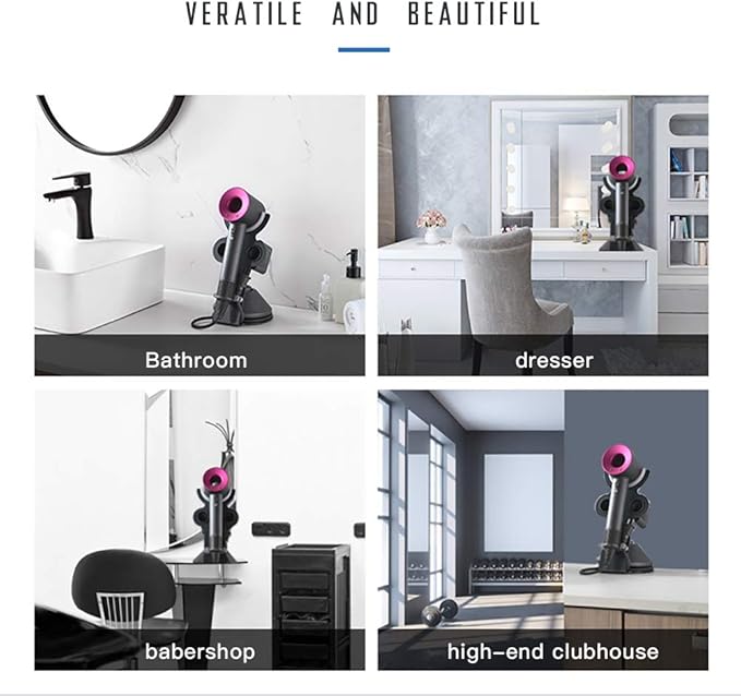I'smartmoon Hair Dryer Stand Holder for Dyson Supersonic, Aluminum Alloy Bracket Power Plug Holder, Bathroom Organizer for Dyson Supersonic hairdryer Care Tools (Gray)