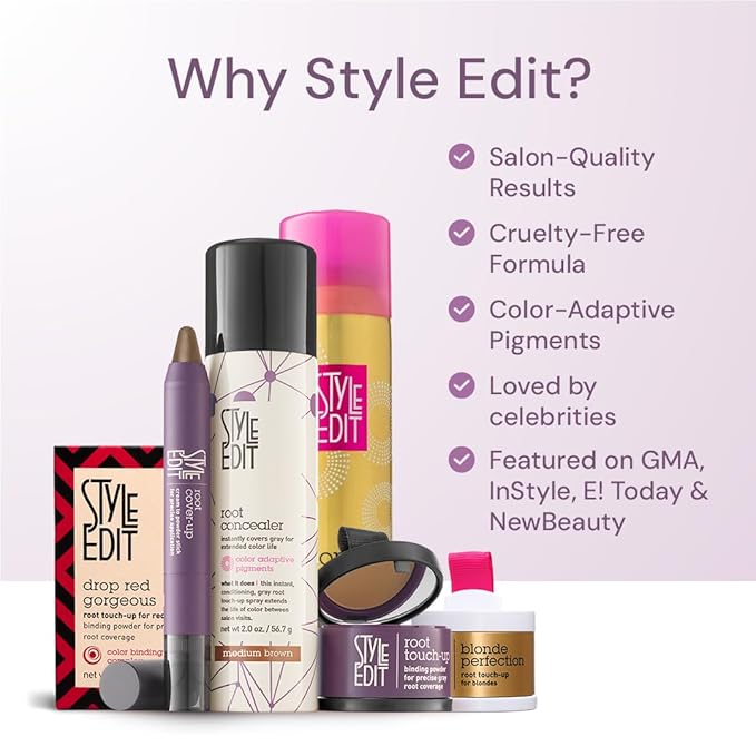 Style Edit Root Touch Up Powder | Temporary Hair Color for Gray Roots and Thinning Hair | Salon-Quality, Transfer-Resistant Hair Concealer | Dark Blonde, 0.14 oz