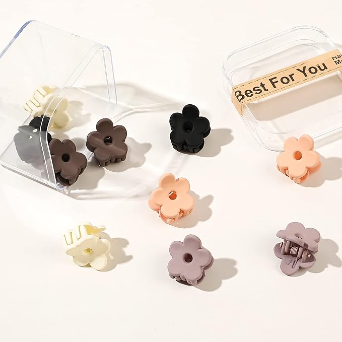 Ivyu Small Claw Hair Clips for Women Girls - 10 Pcs Mini Flower Hair Clips Tiny Claw Clips for Thin Hair Strong Hold Cute Jaw Clip Nonslip Hair Styling Accessories