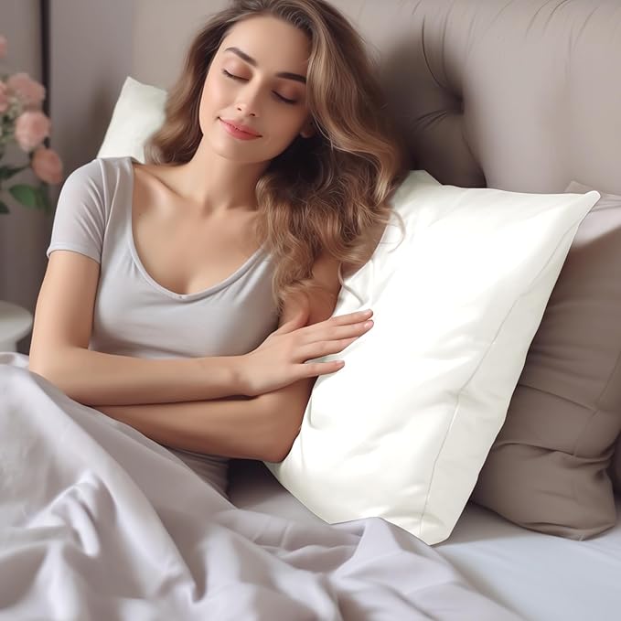 INFIIXSO Mulberry Silk Pillowcase for Hair and Skin, Silk Pillow Cases Standard Size with Hidden Zipper 20x26 Inches, Ultra Smooth and Soft Cooling Pillow Cases for Hot Sleepers(Cream, 1 Pack)