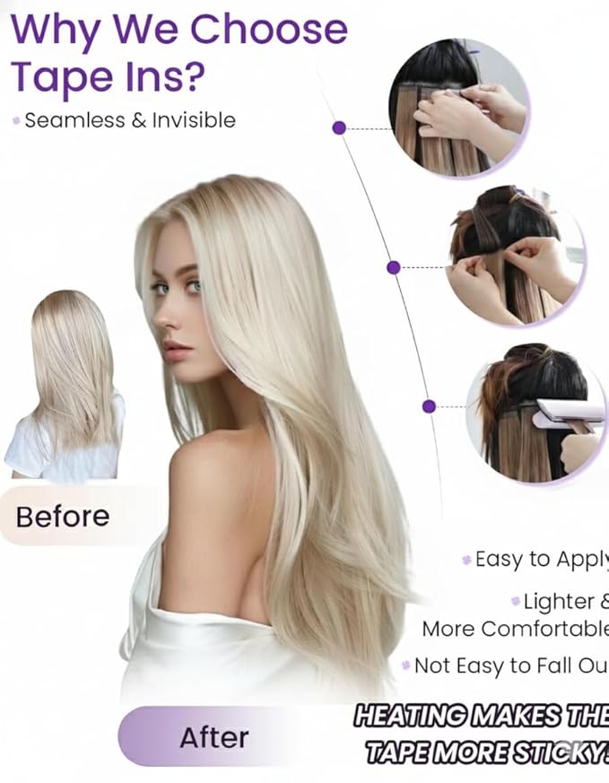 LaaVoo Hair Extensions Tape in Black Tape in Extensions Real Human Hair Tape on Hair Extensions Seamless 20inch 50g 20pcs