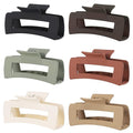 4 Inch Big Hair Claw Clips 6 Pcs Large Claw for Thick Hair Square Hair Clips for Women Rectangle Hair Clips Nonslip Acrylic Banana Jaw Clips Hair Accessories for Girls (Brown)
