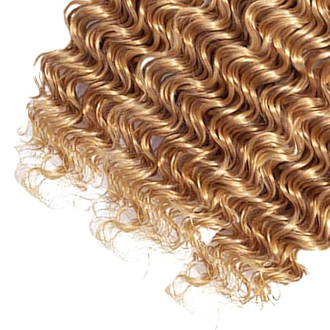 Ombre Bundles Human Hair Blonde Deep Wave Bundle Brazilian Virgin Remy Soft and Silky Hair 3 Bundles 12 14 16 Inch Double Weft 2 Tone Black and Honey Blonde Bundle Hair Weave 300g