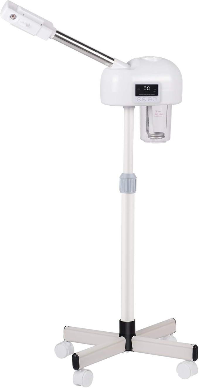 Professional Facial Steamer, Hot Mist Spray & Ozone, LCD Touch Screen & Timer Function, 600CC Large Capcity Water Jag, SPA at Home, White
