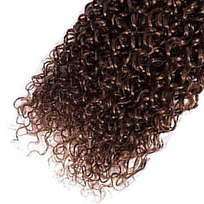 Chocolate Brown Human Hair Bundles Color 4 Kinky Curly Bundles Double Weft Niegmeag Grade 8A Brazilian Virgin Remy Hair Single Bundle 14 Inch