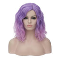BUFASHION 14" Women Short Pink Purple Bob Wavy Glue Less Synthetic Hair Wig 46 Colors Available（Pink Purple）