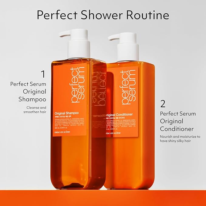 Mise En Scene Perfect Serum Original Shampoo For Damaged Hair - KoreanShampoo with Moroccan Oil, Jojoba Seed, Damage Care MoroccanOil HairProducts | 22.99 Fl Oz