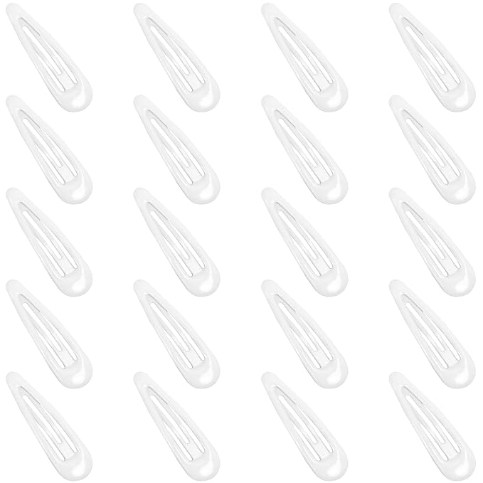 Snap Hair Clips for Women and Girls Water Drop Non Slip Hair Barrettes Heavy Coated Metal White Hair Clips Accessory 20 PCS 1.89"