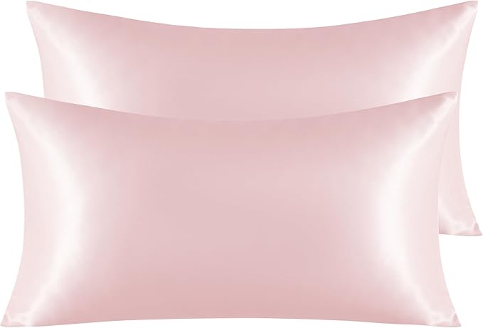 NTBAY 2 Pack Satin King Pillowcases for Hair and Skin, Luxurious and Silky Pillow Cases with Envelope Closure, 20x40 Inches, Light Pink