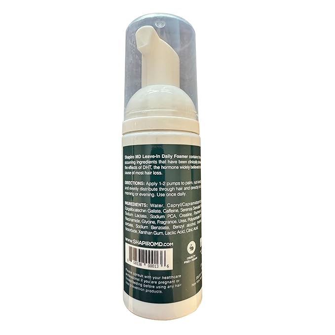Shapiro MD Hair Growth Experts Leave-In Daily Foam, DHT Fighting Vegan Formula for Thinning Hair Developed by Dermatologists, Experience Healthier, Fuller & Thicker Looking Hair - 4 Month Supply