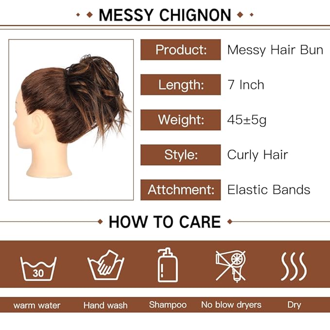 HMD Tousled Updo Messy Bun Hairpiece Hair Extension Ponytail with Elastic Rubber Band Updo Ponytail Hairpiece Synthetic Hair Extensions Scrunchies Ponytail Hairpieces for Women