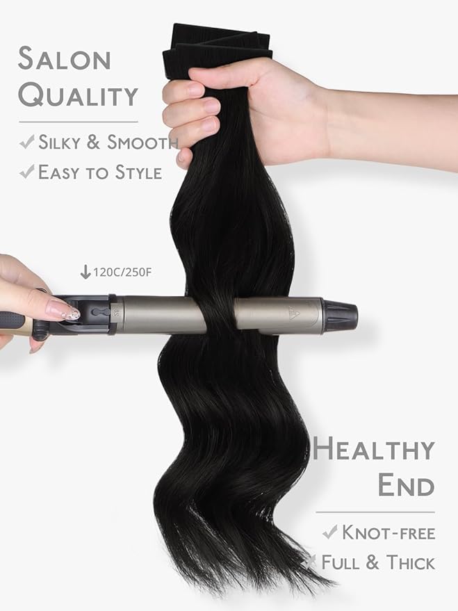 WENNALIFE Invisi Edge 8cm Tape in Hair Extensions Human Hair, 18 Inch 50g 10pcs, Jet Black Invisible Remy Tape Ins Straight Reusable Natural Injected Weft Extensiones De Cabello Humano