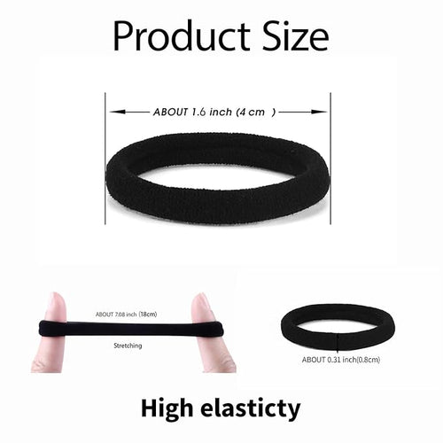 100 PCS Black Nylon Hair Ties for Women, Elastic Hair Bands No Damage for Thick,Seamless Ponytail Holders For Girls All Hair Types.