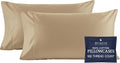 Beckham Hotel Collection 100% Cotton Pillow Cases King Size Set of 2, 500TC, Luxury Sateen Pillowcases, Open End, Breathable, Moisture-Wicking, Sand