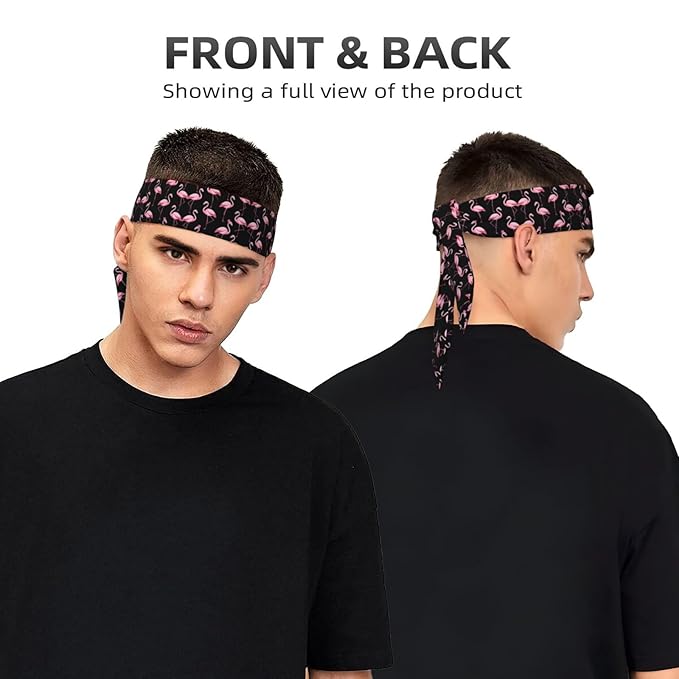 Boys Girls Pink Flamingos Lovers Sports Sweat Bands Boho Style Beauty Skinny Hair Band Headdress for Sports Fitness Shower