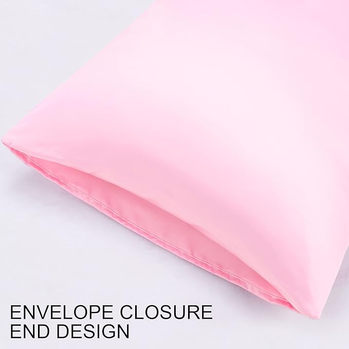 uxcell 2 Pack Silk Satin Pillowcase for Hair and Skin, Cool, Silky, Soft Breathable Pillow Cases Standard Size 20x26 Inch Sateen Pillowcase Lilac with Envelope Closure