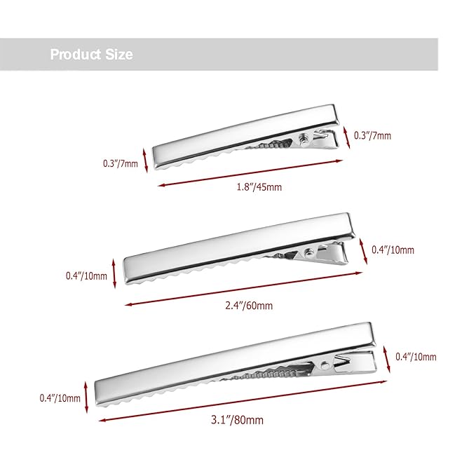 45Pcs Metal Hair Accessories Set: Alligator Hair Clips for Bow Making, 3 Sizes Silver Hair Curlers, Salon Grips, DIY Hairpins with Case
